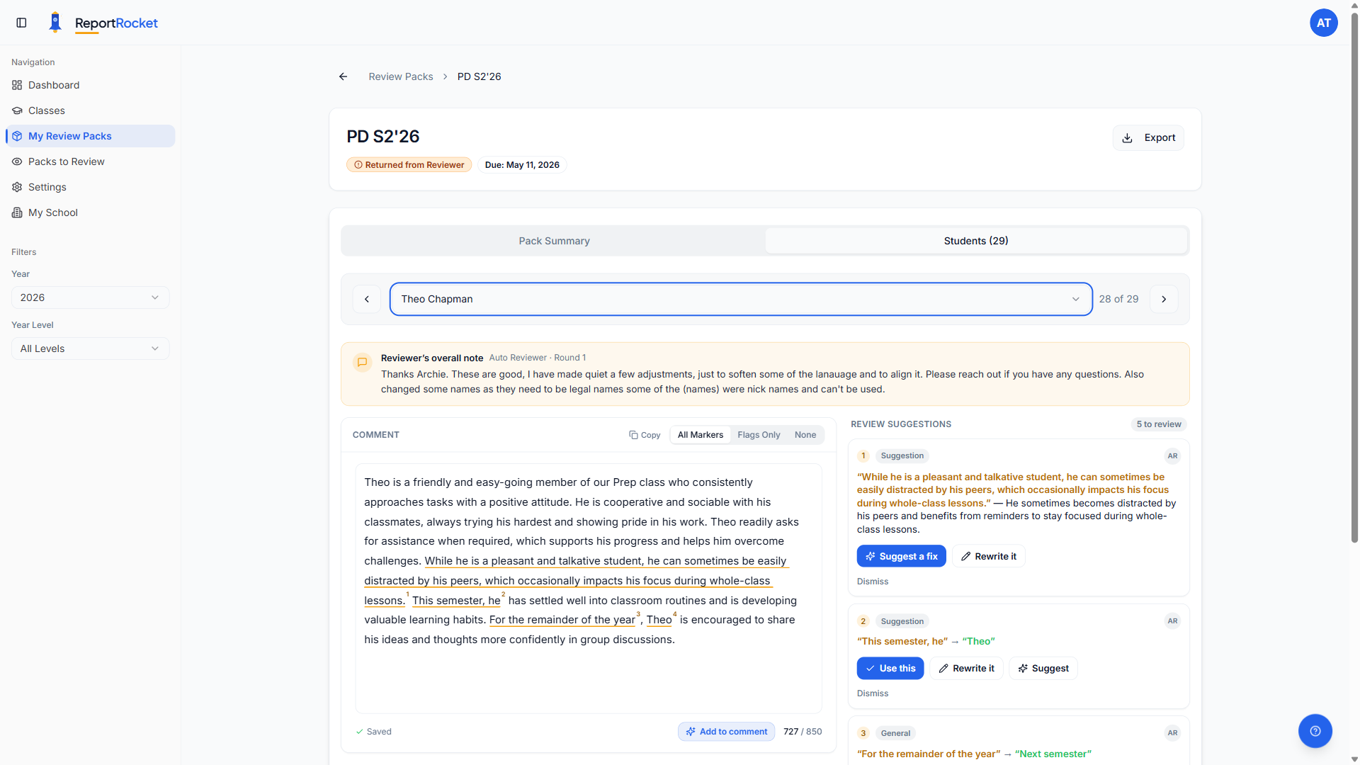 Review step - Annotate and apply feedback with one click
