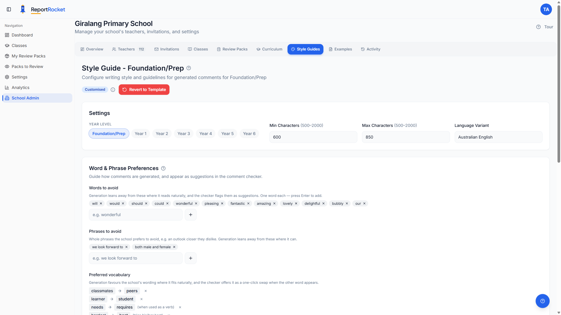 Screenshot showing Set Up Your School